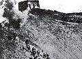 Japanese forces charging toward the wall defense, in the Defense of the Great Wall