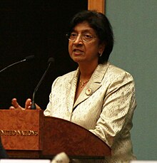 UN High Commissioner for Human Rights Navi Pillay on the day in 2010 High Commissioner for Human Rights, Ms. Navanethem Pillay..jpg