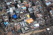 Luftaufnahme zerstörter Gebäude nach dem Erdbeben in Nepal