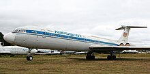 Unladen Il-62 resting on its extended tail strut Il-62 (3861839952).jpg