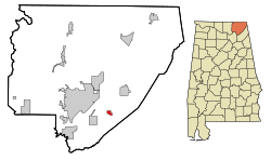 Location in Jackson County and the state of Alabama