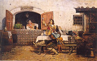Muschetari așezați în afara unei cantine (1885 - 1890)