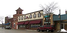 Lakeville's downtown began in the early 20th century, contrasting its modern suburban development. Lakevillestores.jpg