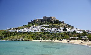 English: The village and castle (acropolis) of...