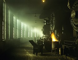 Dampflokomotiven im Ringlokschuppen (von Jack Delano)