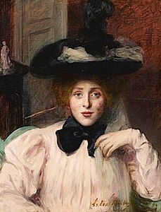 Portrait of woman in black hat, 1890