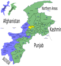 Location of Malakand District (highlighted in yellow) within the Khyber Pakhtunkhwa of Pakistan.