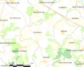 Mapa obce Fontangy