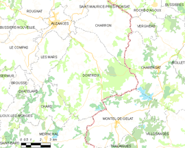 Mapa obce Dontreix