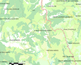 Mapa obce La Bastide-Puylaurent