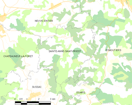 Mapa obce Sainte-Anne-Saint-Priest