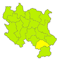 中央セルビア内のヤブラニツァ郡の位置