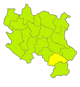 Harta districtului Jablanica în regiunea Serbia Centrală