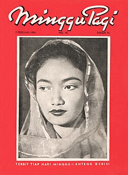 Portrait de l'actrice indonésienne Lies Noor en couverture de l'édition du 7 février 1954 du magazine Minggu Pagi. (définition réelle 4 791 × 6 515)