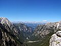 Pohled na Monte Piana z údolí Höhlensteintal