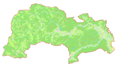 Mapa konturowa gminy Dobrova-Polhov Gradec, blisko centrum na prawo znajduje się punkt z opisem „Dolenja vas pri Polhovem Gradcu”