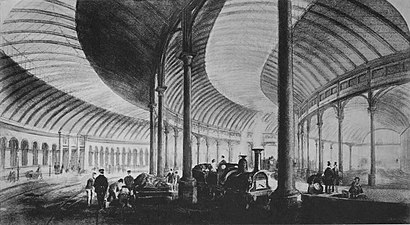 Engraving of the opening of Newcastle Central Station, 1850