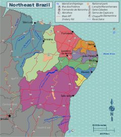 Distribuição geográfica da Melipona subnitida no Brazil.