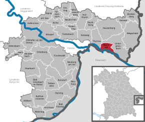 Poziția Obernzell pe harta districtului Passau