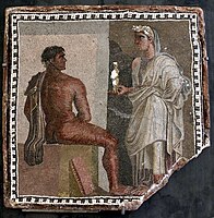 Orestes and Iphigeneia on an antique mosaic, Musei Capitolini