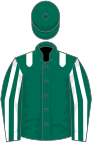 Dark green, white epaulets, dark green sleeves, white stripes