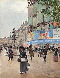 Paris, rue du Havre, huile sur toile de Jean Béraud (vers 1882, National Gallery of Art). (définition réelle 3 085 × 4 000)
