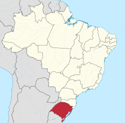 Delstaten Rio Grande do Suls beliggenhed i Brasilien