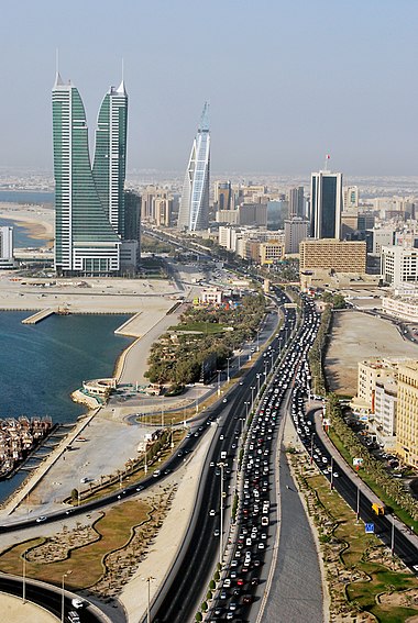 Road and towers in Manama.