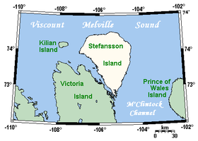 Localisation de l'île Stefansson au nord de l'île Victoria