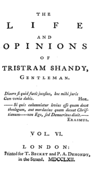 Titulní list šesté části románu z roku 1762