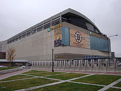 Exterior of TD Garden arena, as photographed in 2009