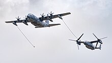 V-22 in refueling operations with a MC-130J Hercules, 2023 USAF CV-22B Osprey 11-0058 and MC-130J Hercules 08-6205 RIAT 2023 01.jpg