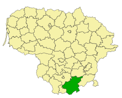 瓦雷納區在立陶宛的位置