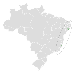 Distribución geográfica del cotinga aliblanco.