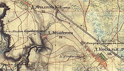 Окрестности деревни на карте 1852 года