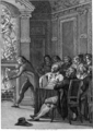 16 februari 1795: Provisioneel Representant Daniël van Laer verbrandt de Akte van Garantie, die het erfelijk stadhouderschap garandeerde aan het Huis van Oranje. Gravure gemaakt door Reinier Vinkeles