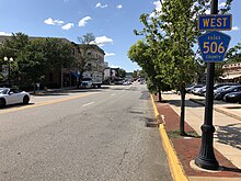 County Route 506 (Bloomfield Avenue) westbound in Montclair 2018-07-18 16 03 17 View west along Essex County Route 506 (Bloomfield Avenue) just west of Essex County Route 668 (Elm Street) and Essex County Route 623 (Grove Street) in Montclair Township, Essex County, New Jersey.jpg