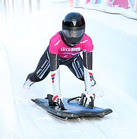 Yang Po-wei beim Skeleton-Wettbewerb