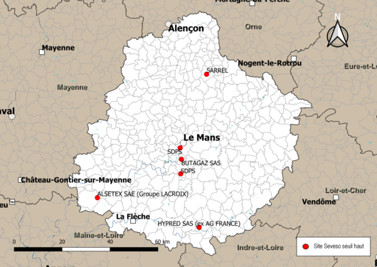 Carte des sites Seveso seuil haut.