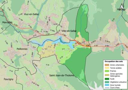 Carte en couleurs présentant l'occupation des sols.