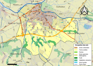 Carte en couleurs présentant l'occupation des sols.