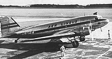 Douglas DC-3 EI-ACF, which crashed at Spernall, Warwickshire in 1953. Aer Lingus DC-3 Manchester 1949.jpg