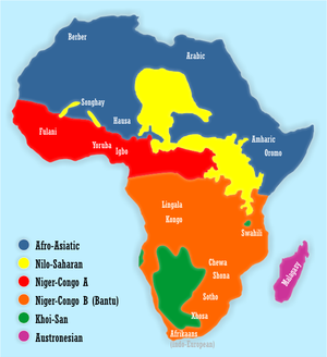 A térképen narancssárga színnel, Afrika déli felén