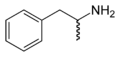 The skeletal formula of amphetamine, a mixture of both R and S stereoisomers