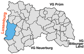Lage von Dahnen in der Verbandsgemeinde Arzfeld