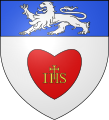 D'argent au cœur de gueules, marqué des lettres IHS d'or, au chef d'azur chargé d'un lion passant d'argent.