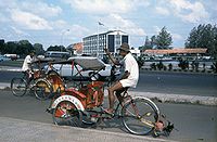 Cycle rickshaw in Jakarta, Indonesia known as "Bechak"