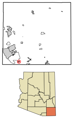 Location of Palominas in Cochise County, Arizona.