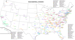 A map of all NCAA Division I basketball teams College basketball division 1 teams.png