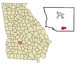 Location in Crisp County and the state of Georgia